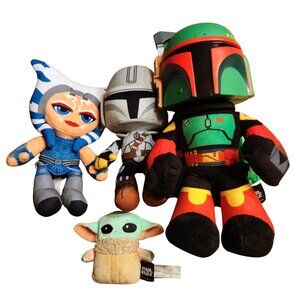 Star Wars Boba Fett, Mando, Groku, Jedi Ahsoka Plush Set Toys